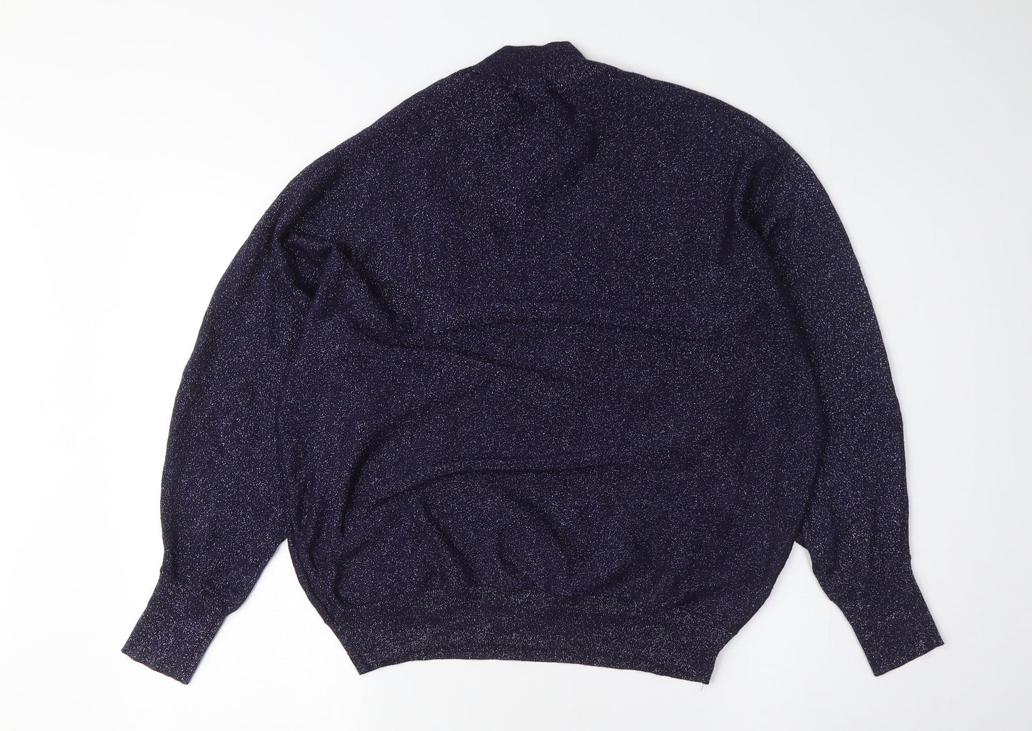 Marks and Spencer Women's Blue High Neck Pullover Jumper M