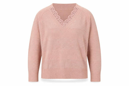 Next Women's Pink Lace Accent Pullover Jumper L