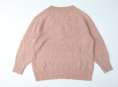 Next Women's Pink Lace Accent Pullover Jumper L