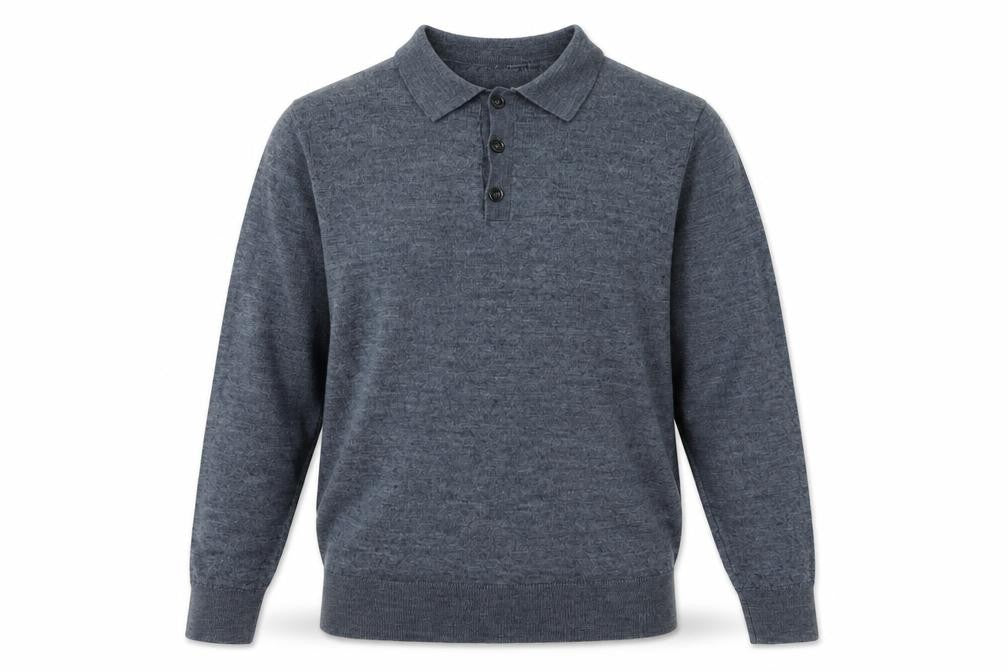 Gleneagles Men's Grey Henley Jumper, M, Classic Style
