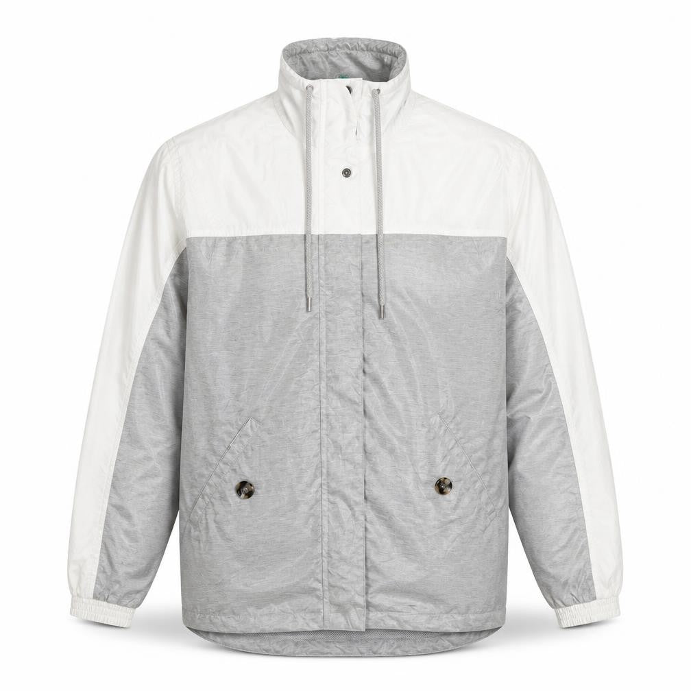 United Colors of Benetton Men's Grey White Windbreaker Jacket L