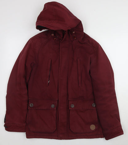 OPEN Womens Red Parka Jacket M, Hooded, Casual