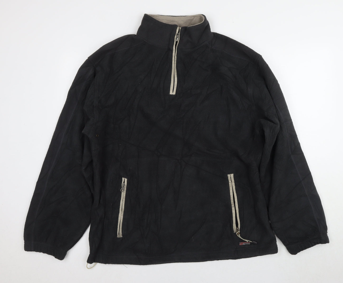 Active Men's Black L 1/2 Zip Fleece Sweatshirt