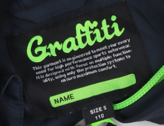 Graffiti Boys Blue Rain Coat Hooded M Waterproof Jacket