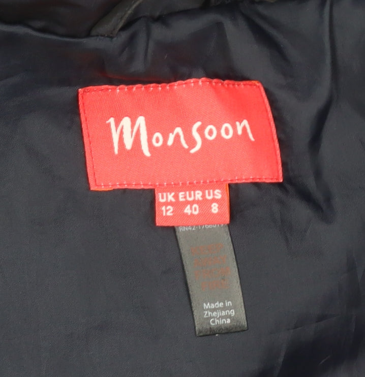 Monsoon Women's Blue Parka Jacket Size 12