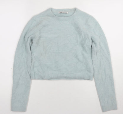 Pull&Bear Women's Blue Crew Neck Pullover Jumper S