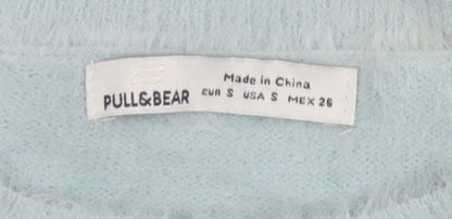 Pull&Bear Women's Blue Crew Neck Pullover Jumper S