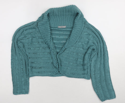 Marks and Spencer Women's Teal Open-Knit Cardigan, Size 14