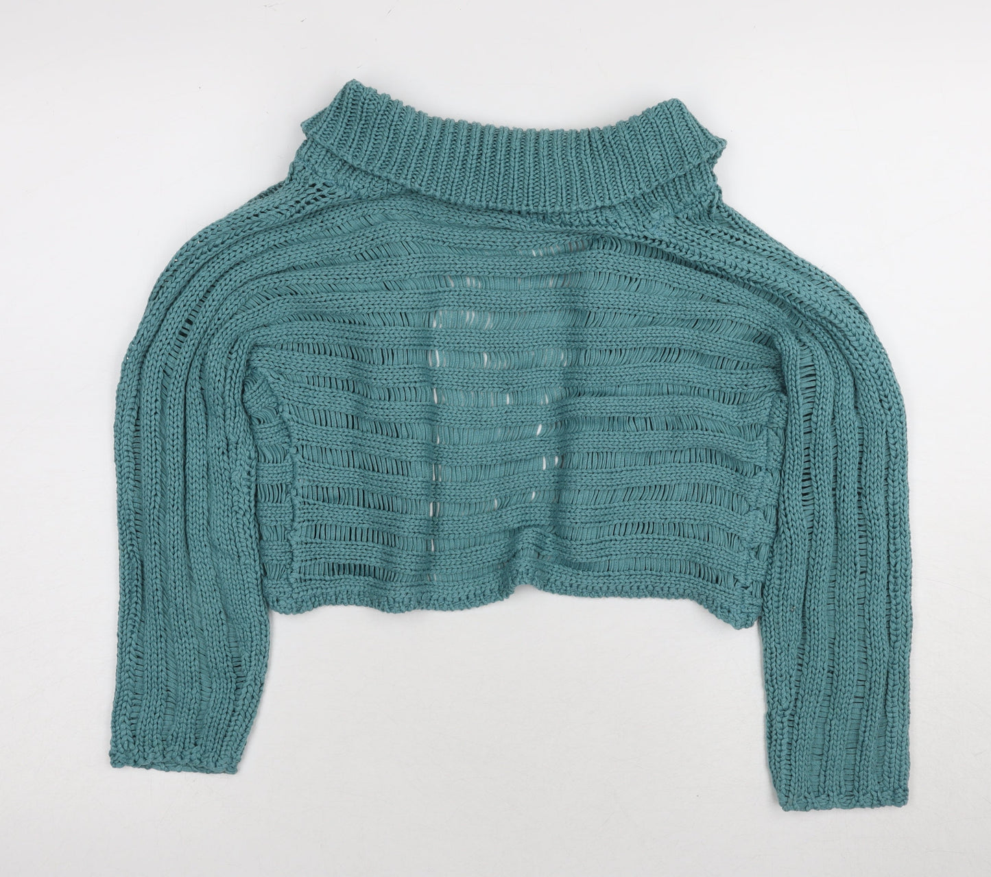Marks and Spencer Women's Teal Open-Knit Cardigan, Size 14