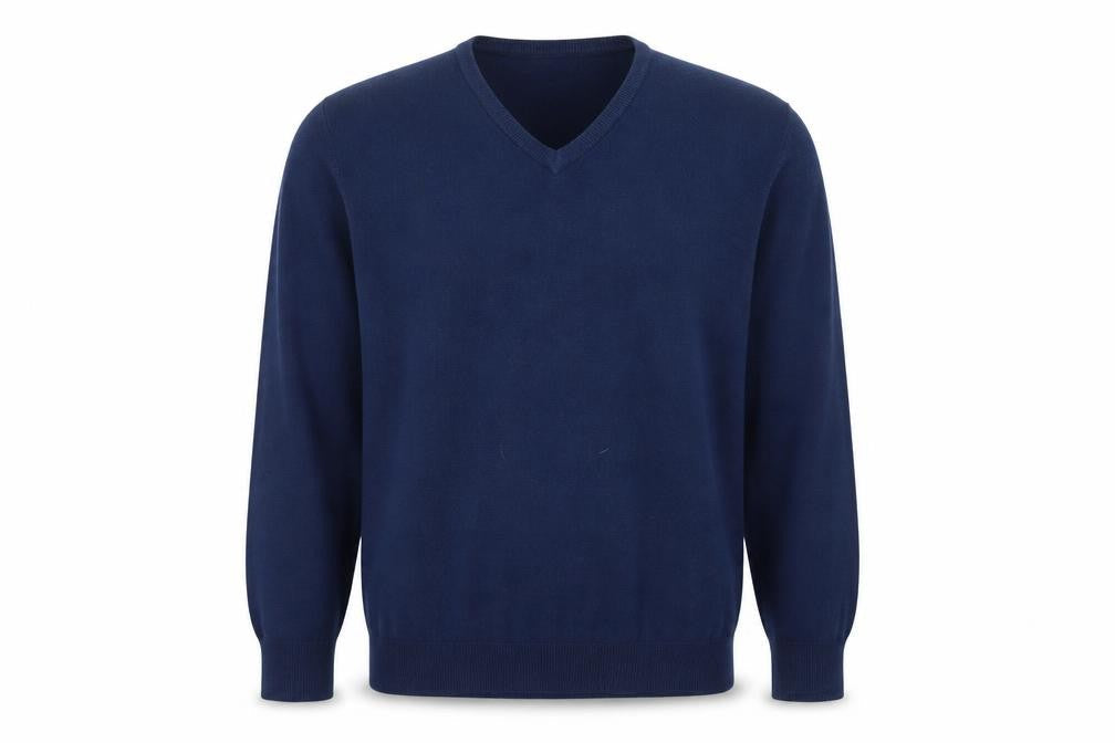 Marks & Spencer Men's Blue V-Neck Pullover Jumper - Size L