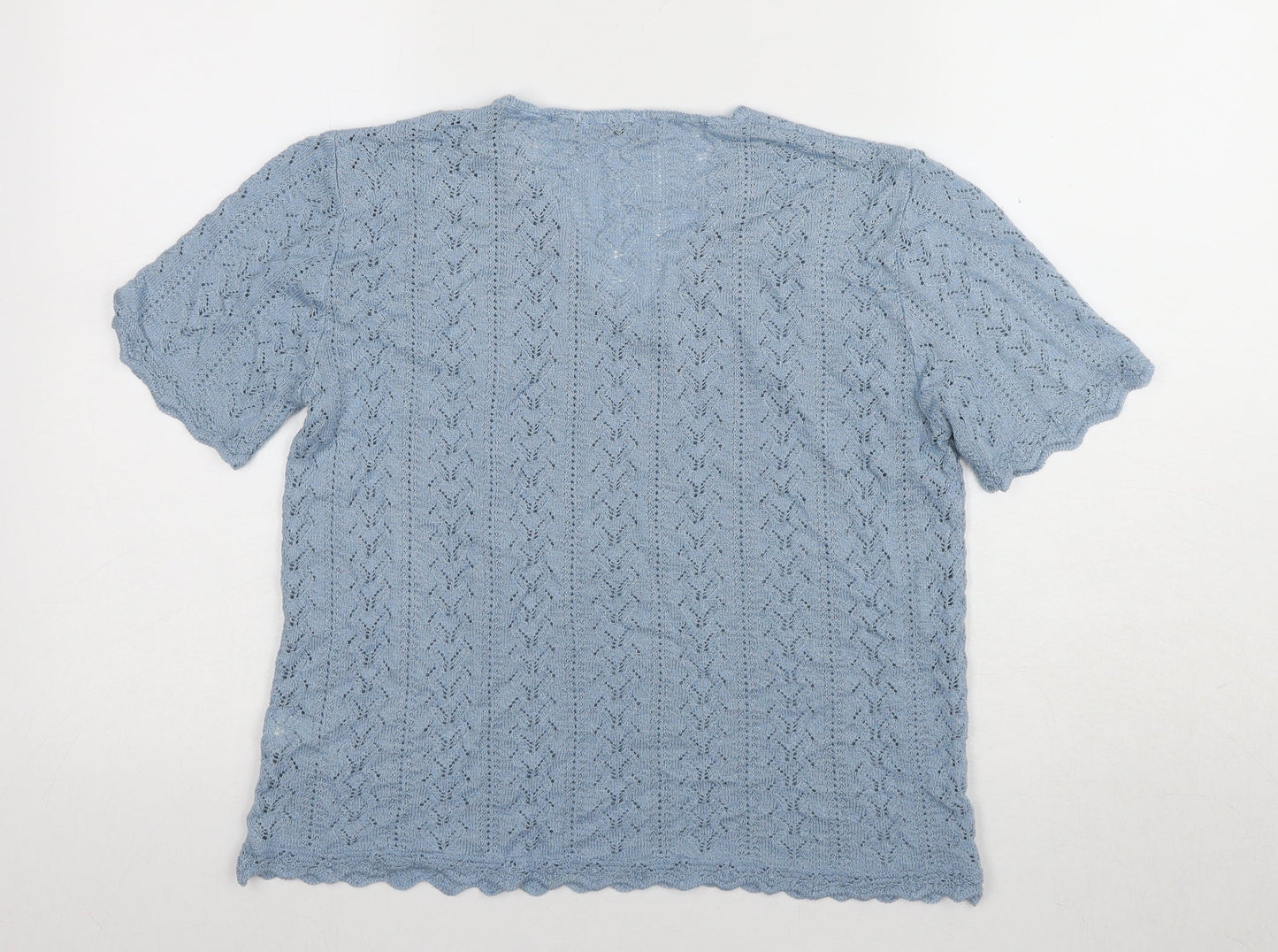 Bertieei Women's Blue V-Neck Crochet Top Size 14