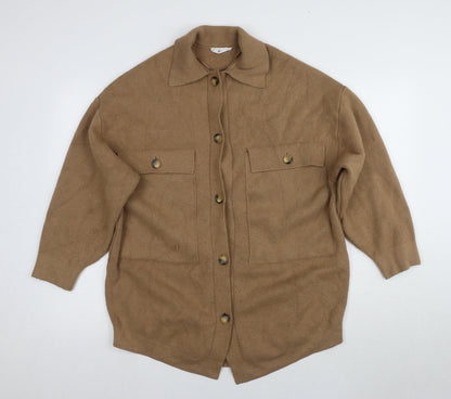 Mango Womens Brown Wool Blend Oversized Cardigan - Size 4