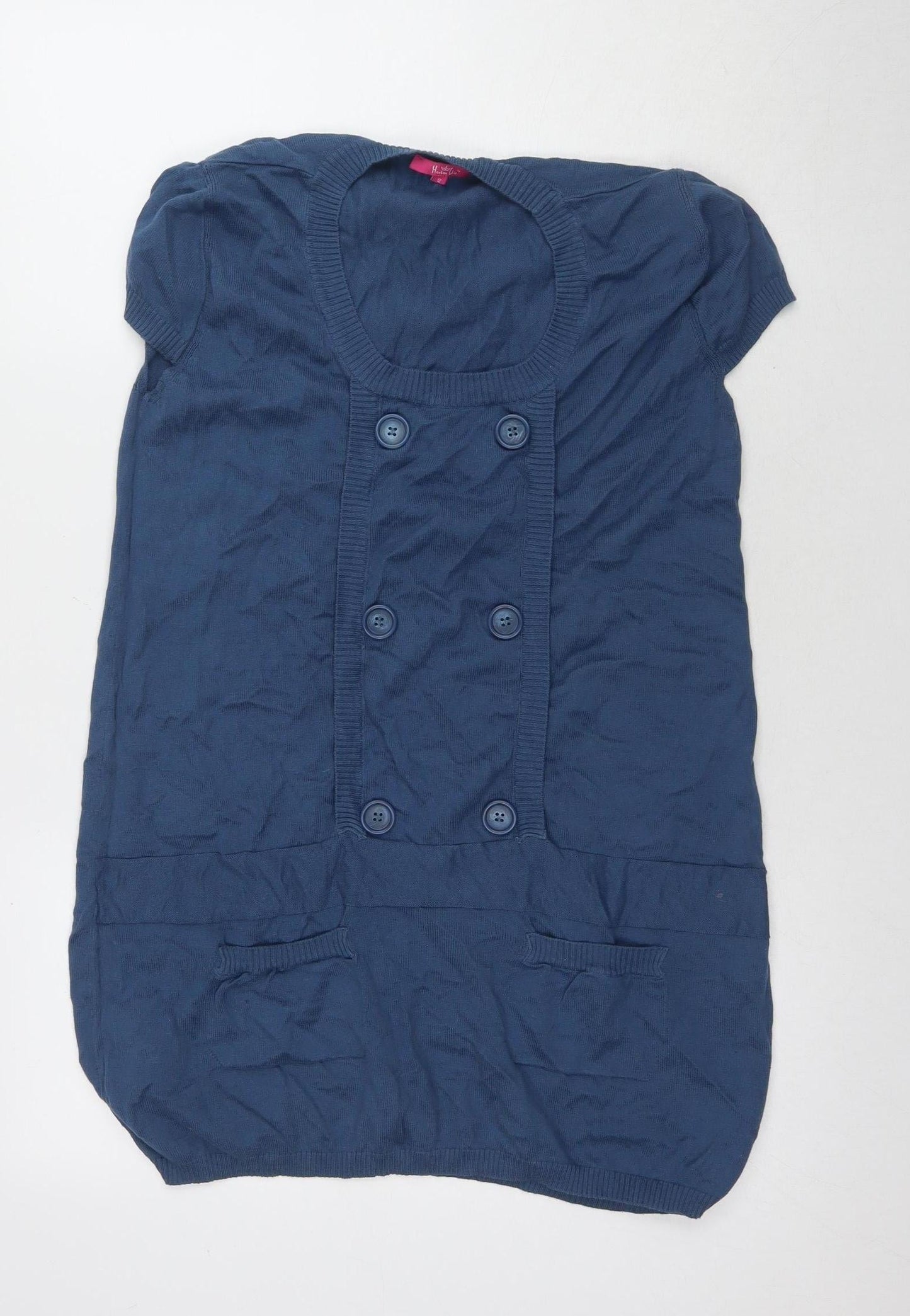 H&M Women's Blue Button-Up Short Sleeve Top Size 12