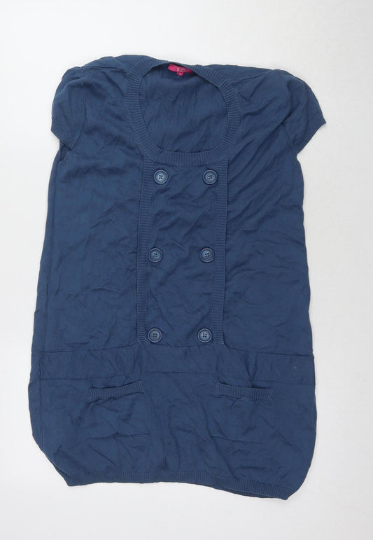 H&M Women's Blue Button-Up Short Sleeve Top Size 12