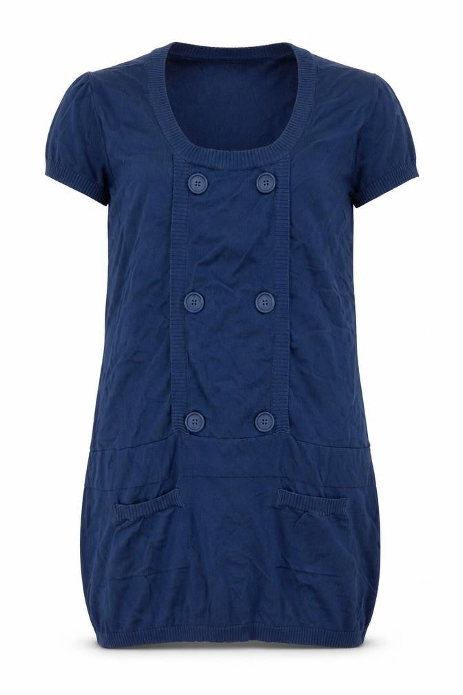H&M Women's Blue Button-Up Short Sleeve Top Size 12