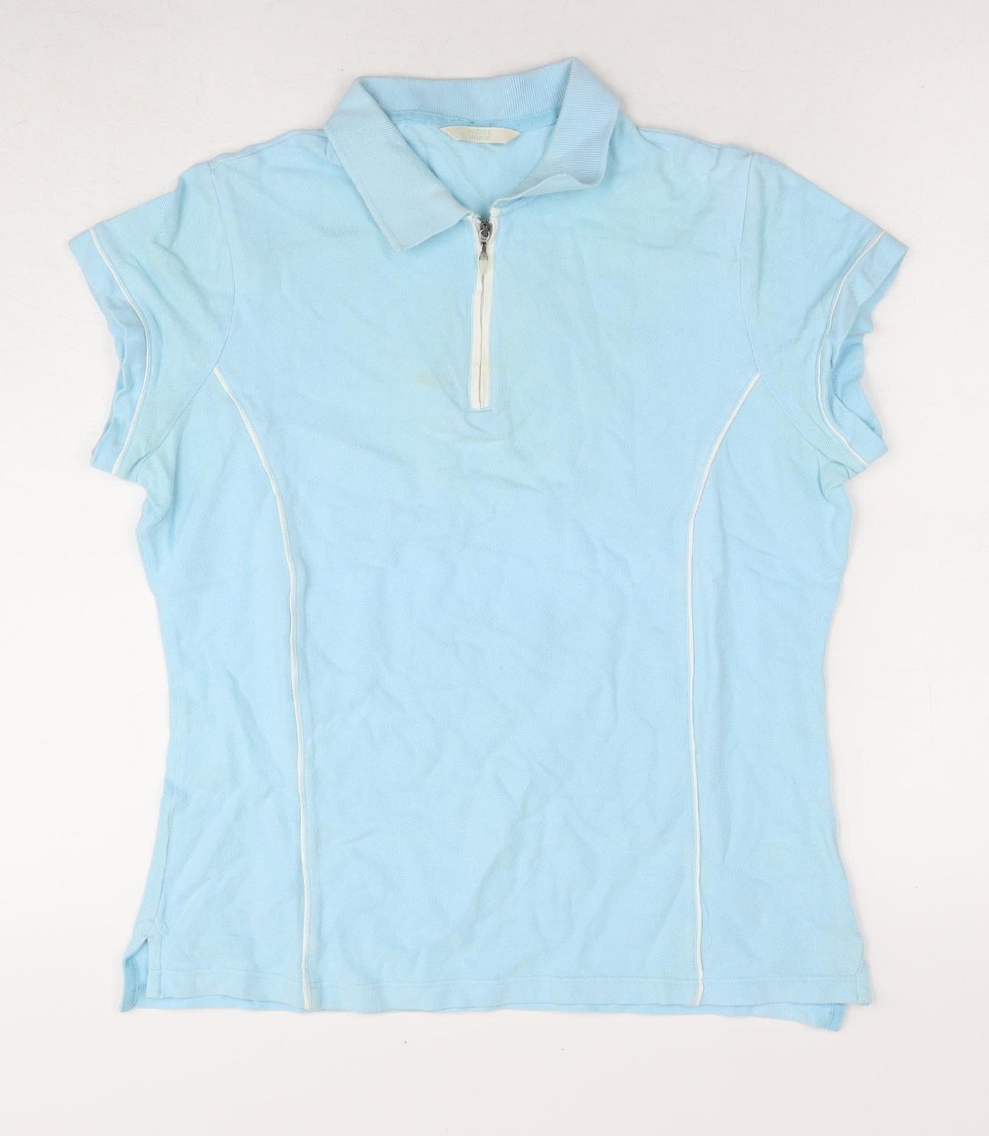 Marks and Spencer Women's Blue Polo Shirt - Size 12