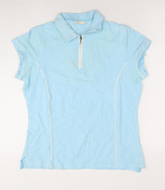 Marks and Spencer Women's Blue Polo Shirt - Size 12