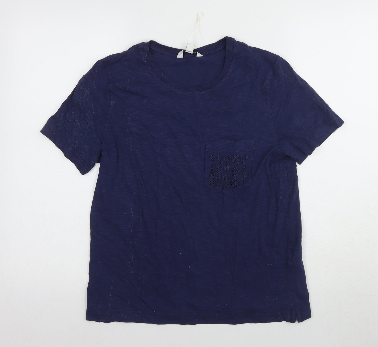 Marks and Spencer Women's Blue Embroidered T-Shirt Size 8