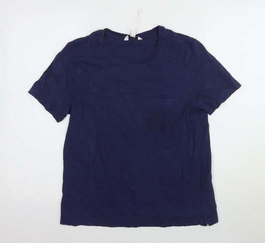 Marks and Spencer Women's Blue Embroidered T-Shirt Size 8