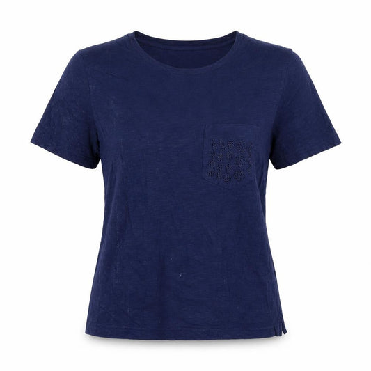 Marks and Spencer Women's Blue Embroidered T-Shirt Size 8