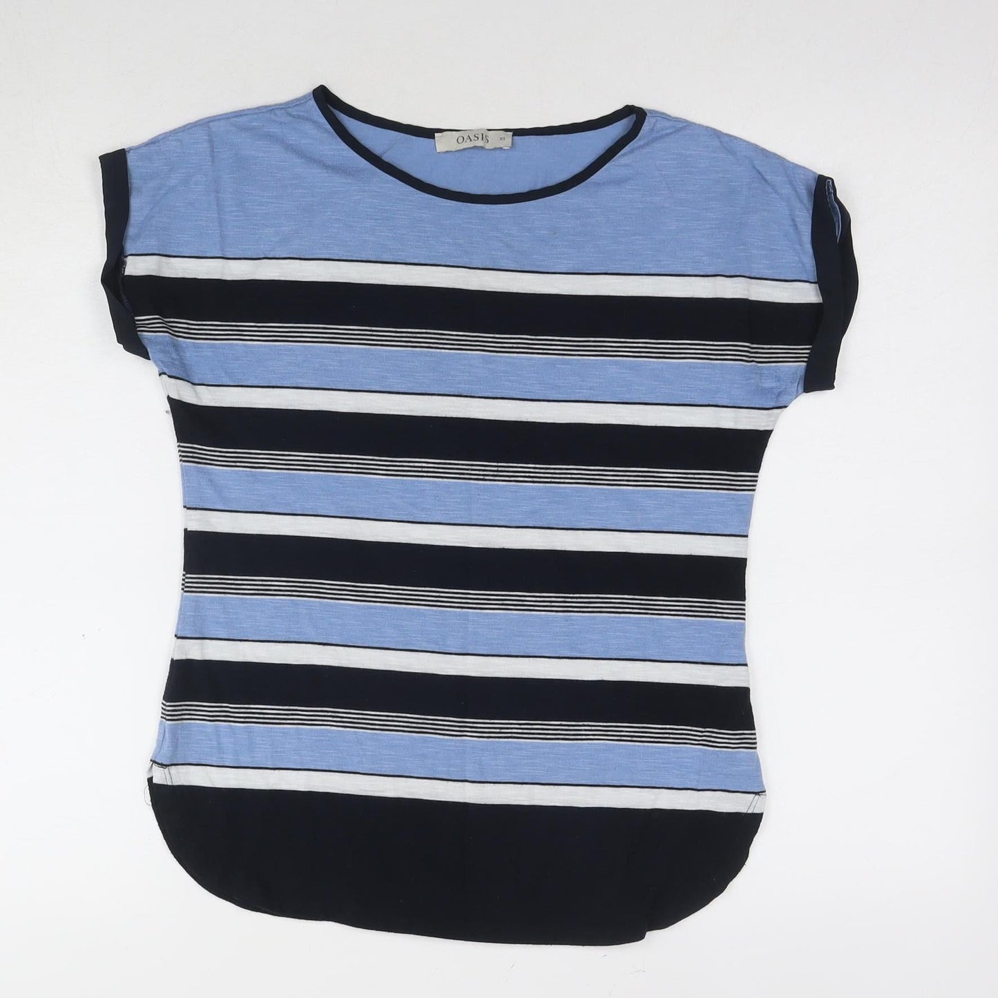 Oasis Women's Blue XS Striped Basic Tee