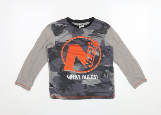 Nerf Boys Grey Camouflage Long Sleeve Jersey T-Shirt 9-10 Years