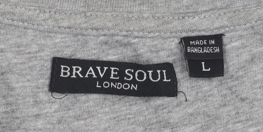 Brave Soul Men's L Grey Block T-Shirt