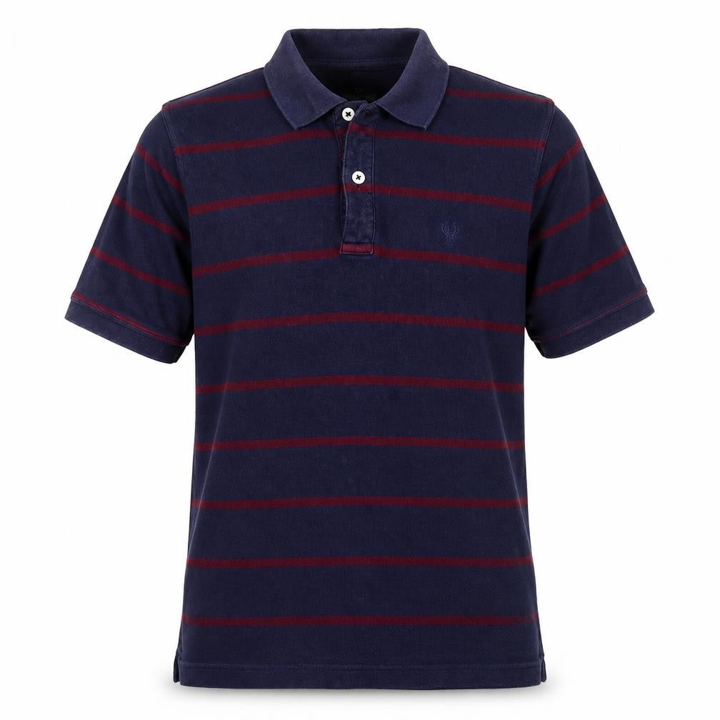 Lincoln Men's Blue Striped Polo Size L Short Sleeve