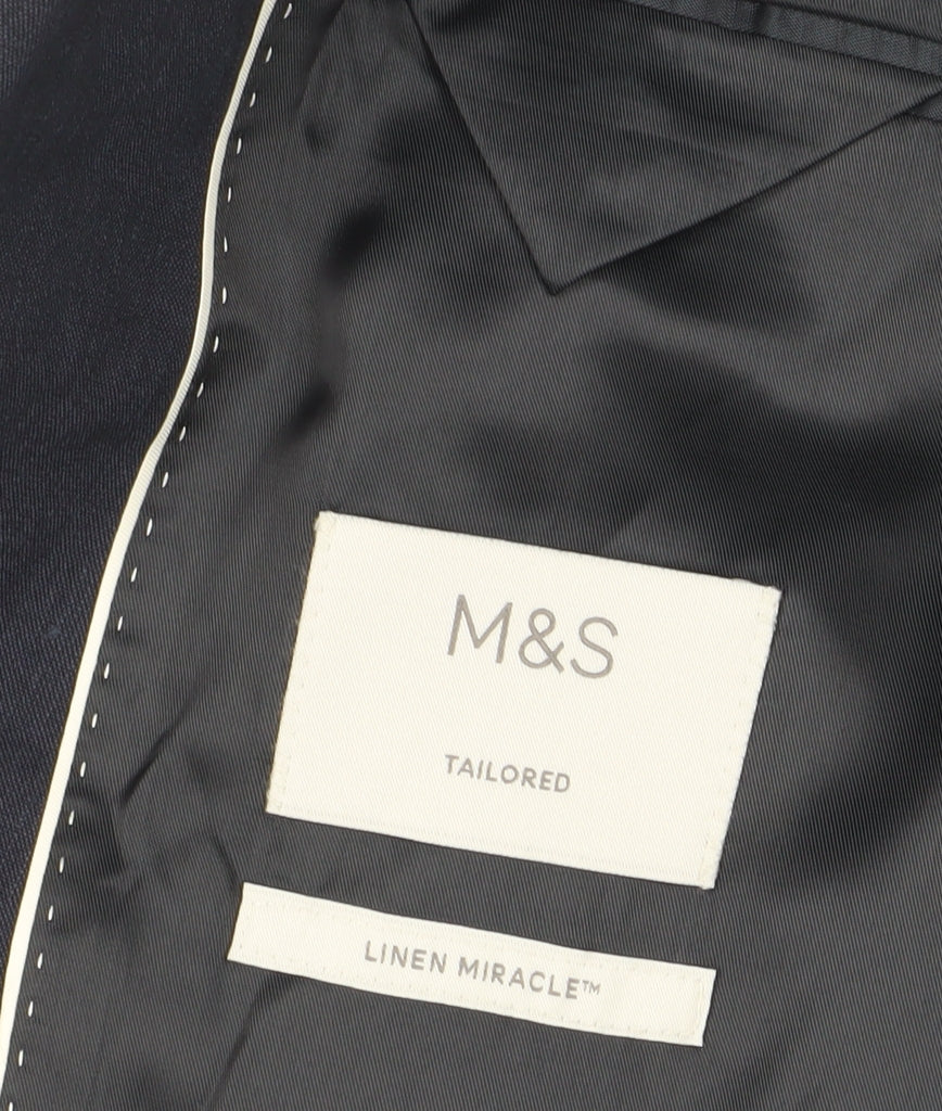Marks and Spencer Men's Blue Long Blazer Size 40L