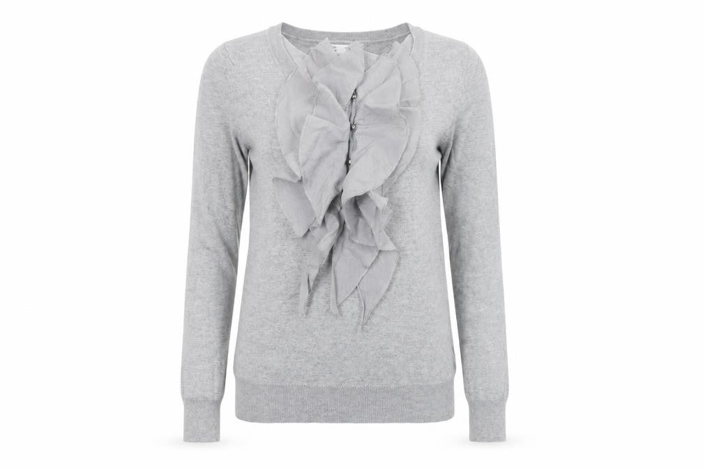 Gap Women's Grey XS Ruffle Pullover Jumper