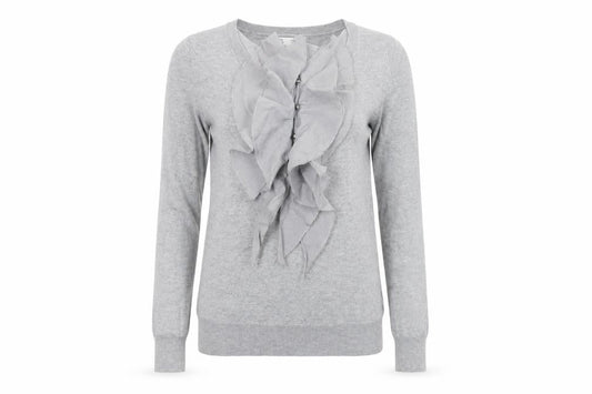 Gap Women's Grey XS Ruffle Pullover Jumper