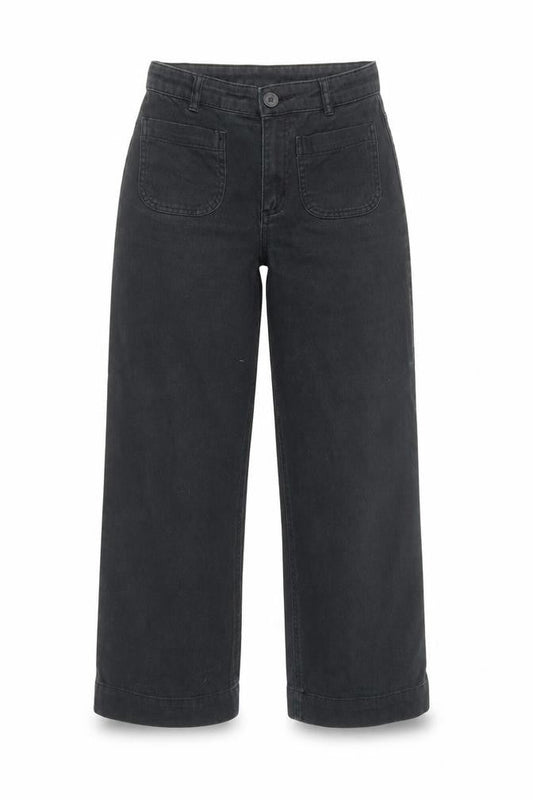 Monki Women's Wide-Leg Black Jeans, Size 4, Relaxed Fit