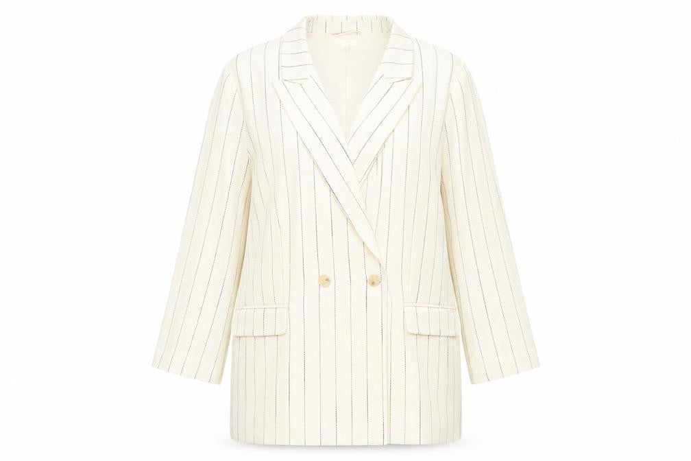 H&M Women's Ivory Pinstripe Blazer, XL