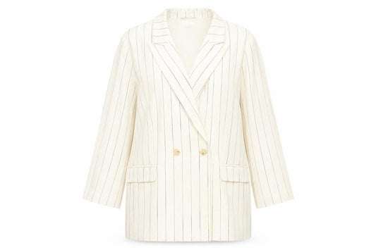 H&M Women's Ivory Pinstripe Blazer, XL