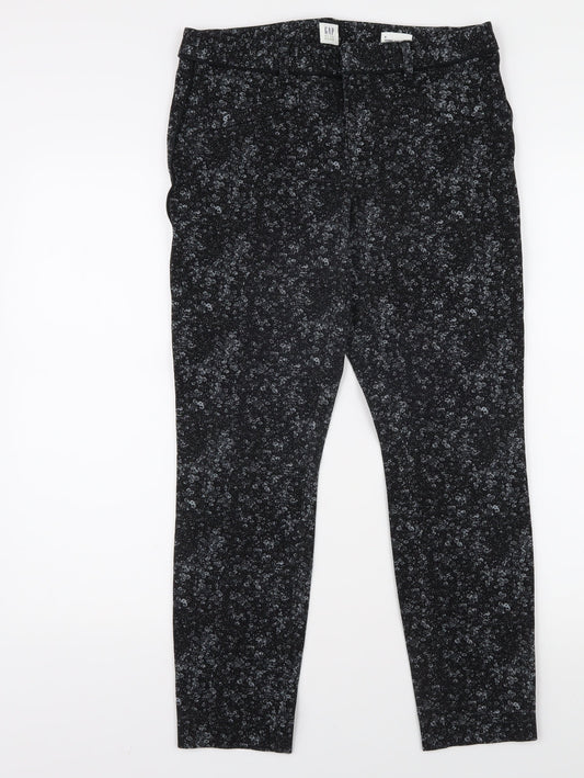 GAP Women's Black Slim Ankle Floral Trousers