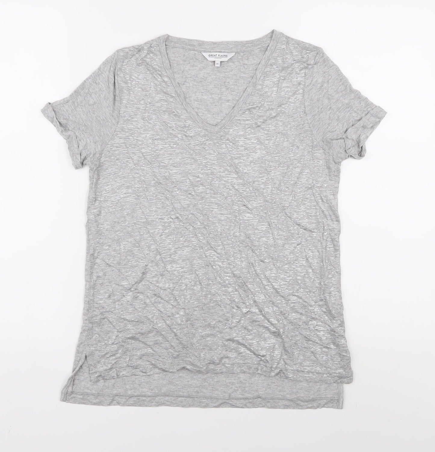 Great Plains Women's Grey V-Neck T-Shirt XS