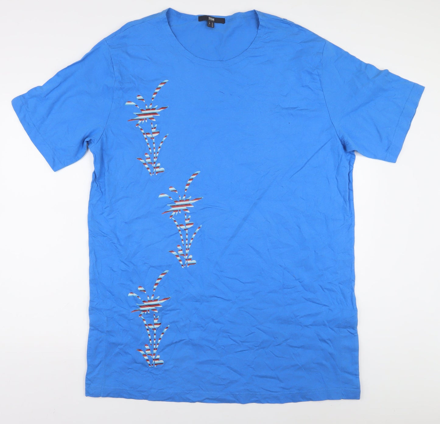 TCM Men's Blue Crew Neck Cotton T-Shirt XL