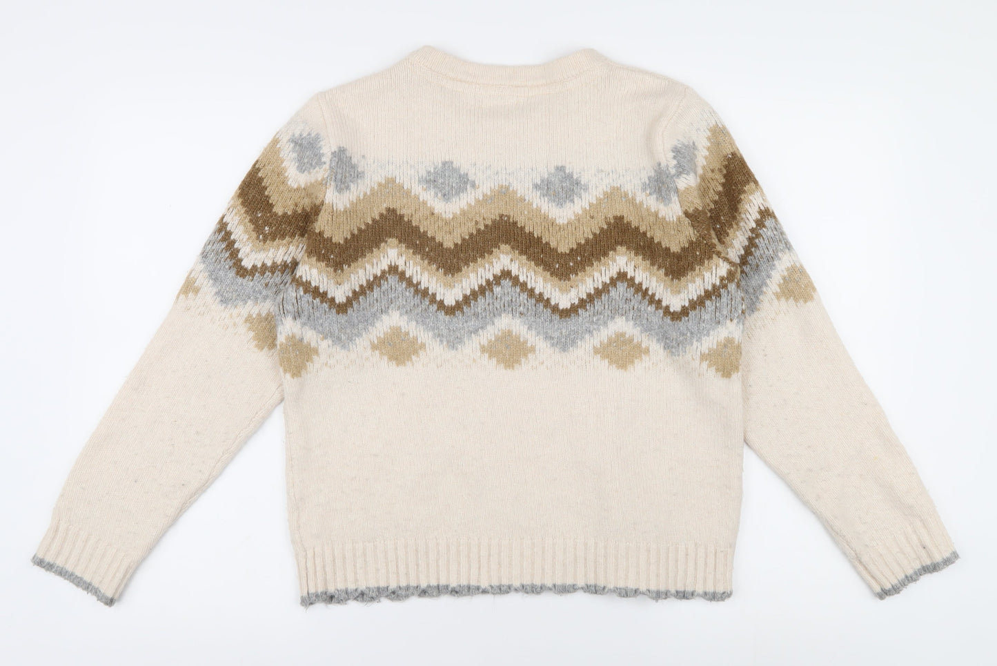 Fat Face Women’s Beige Geometric Knit Sweater UK 12