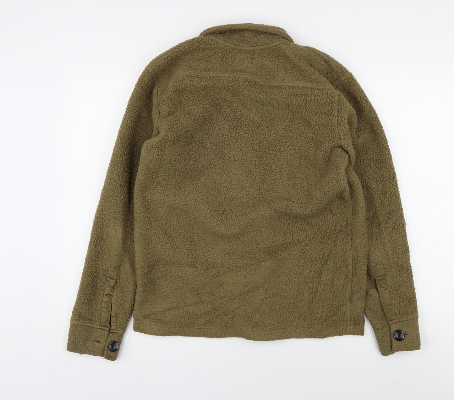 Rebel Green Fleece Jacket M Collared Button Casual