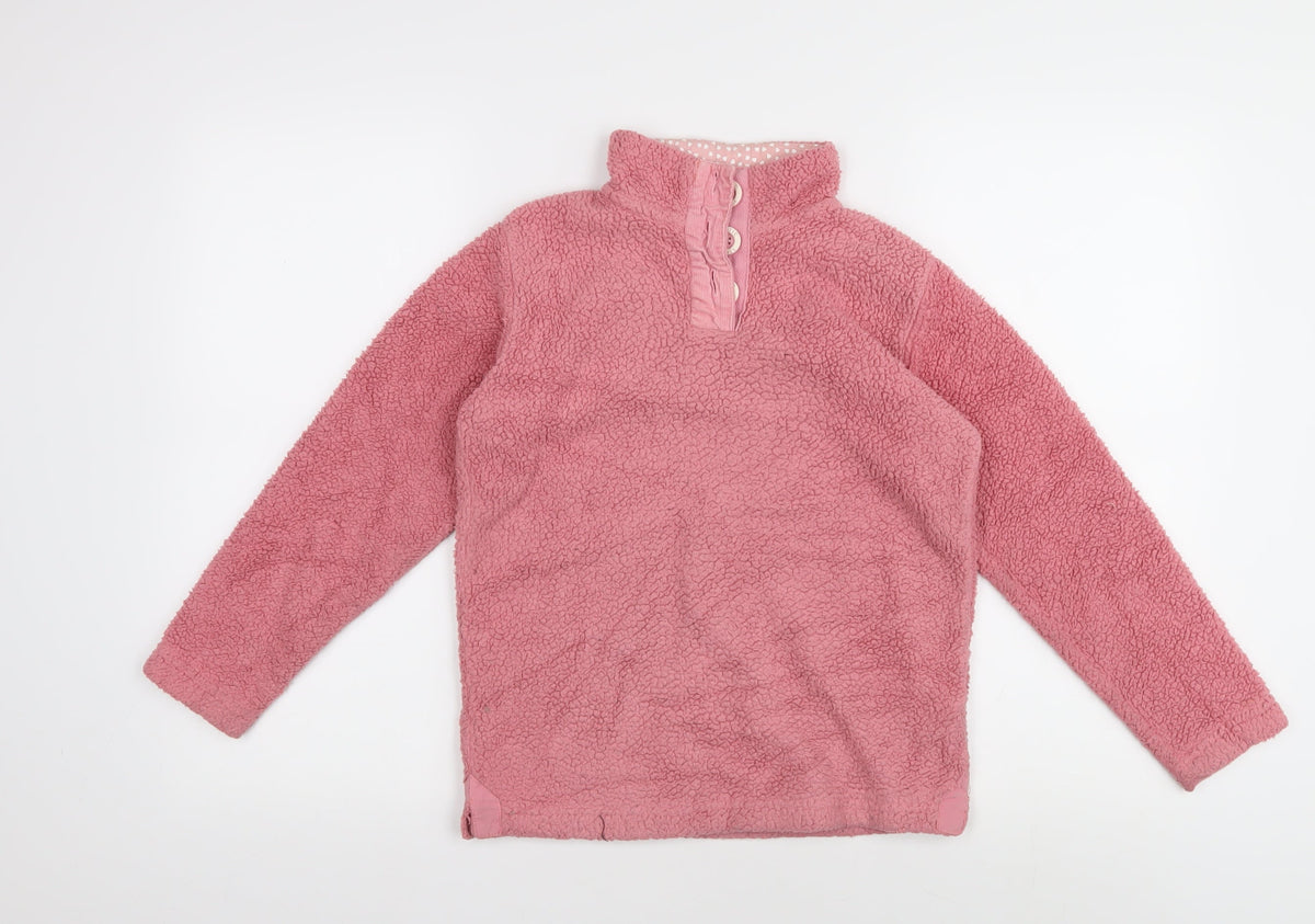 Additional front view of Arctic Storm girls’ pink fleece henley sweatshirt 9-10 years