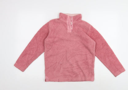 Additional front view of Arctic Storm girls’ pink fleece henley sweatshirt 9-10 years