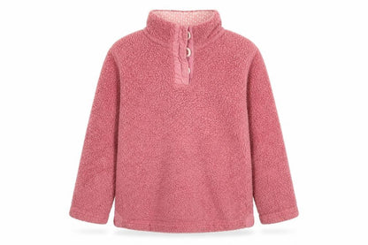 Front view of Arctic Storm girls’ pink fleece henley sweatshirt 9-10 years