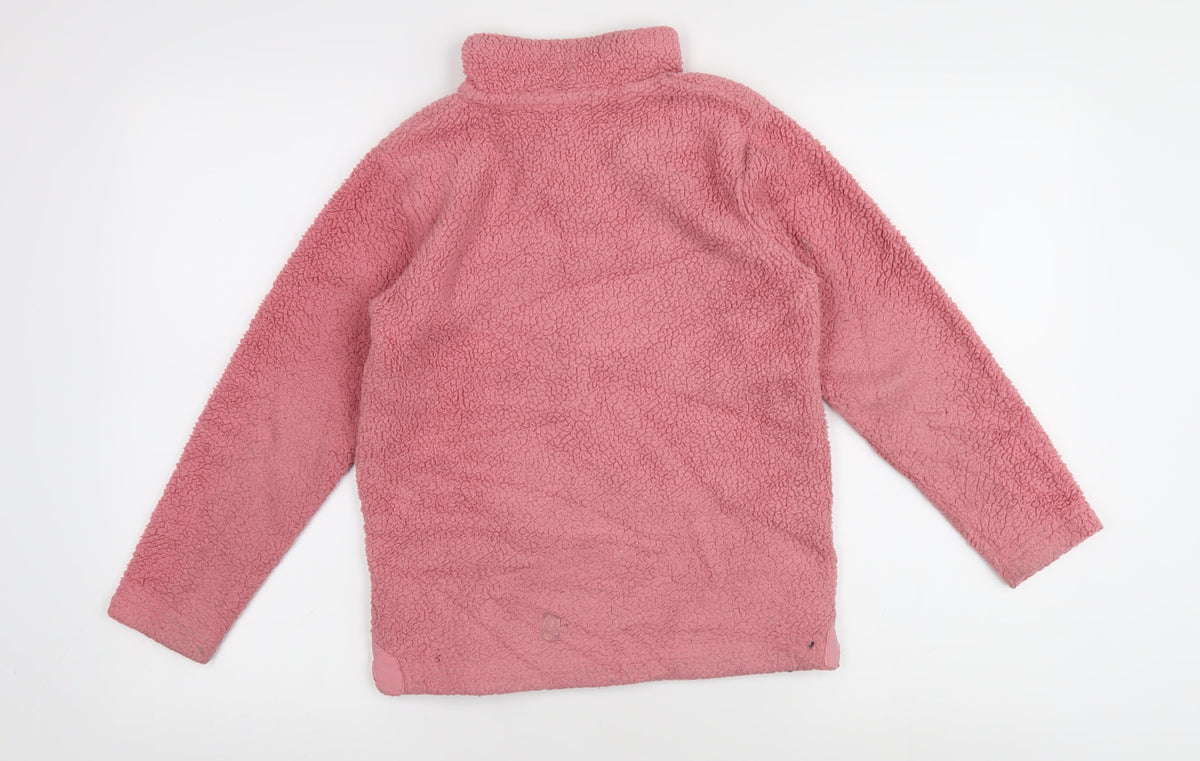 Back view of Arctic Storm girls’ pink fleece henley sweatshirt 9-10 years