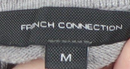 Close-up detail of French Connection Women's Grey Roll Neck Jumper M