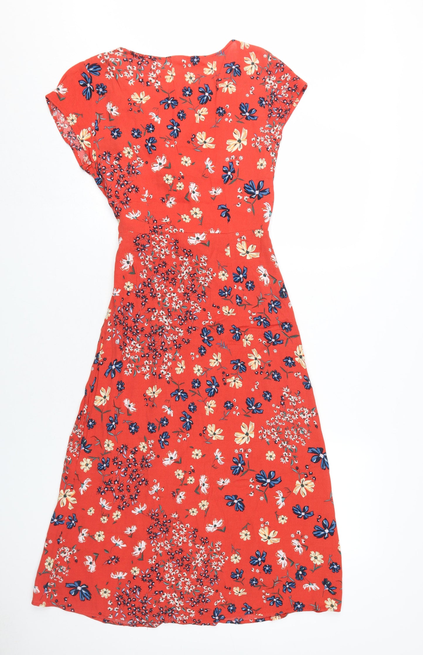 H&M Women's Red Floral Wrap Dress Size 6