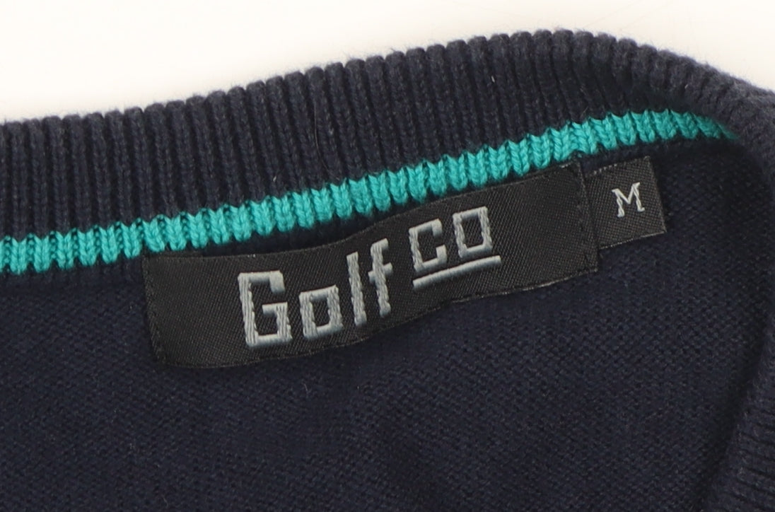 Golf Co Men's Blue V-Neck Pullover Jumper, Size M