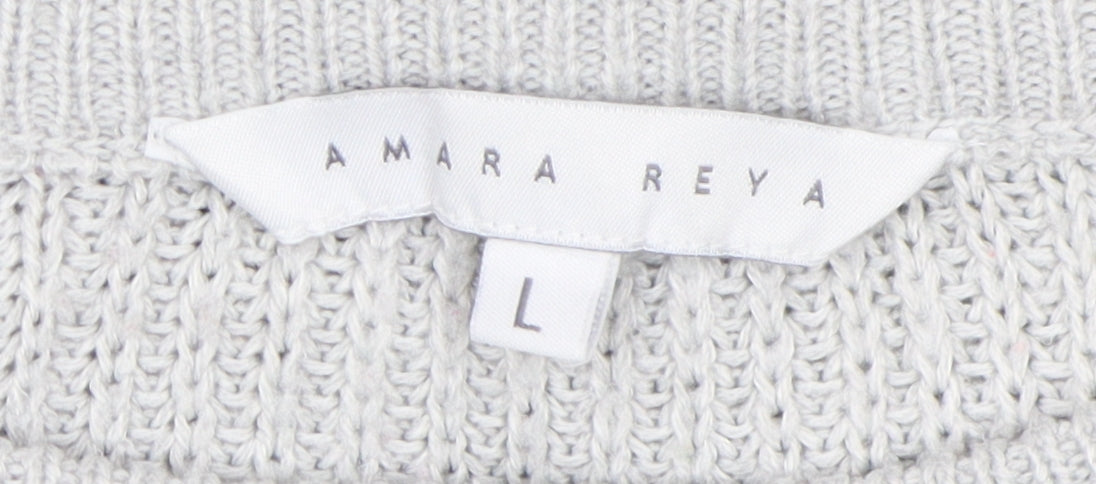 Amara Reya Women's Grey Acrylic Pullover Jumper L