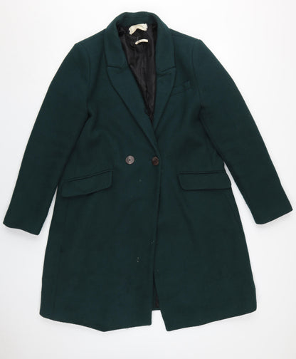 Mango Women's Green Wool Blend Overcoat XL