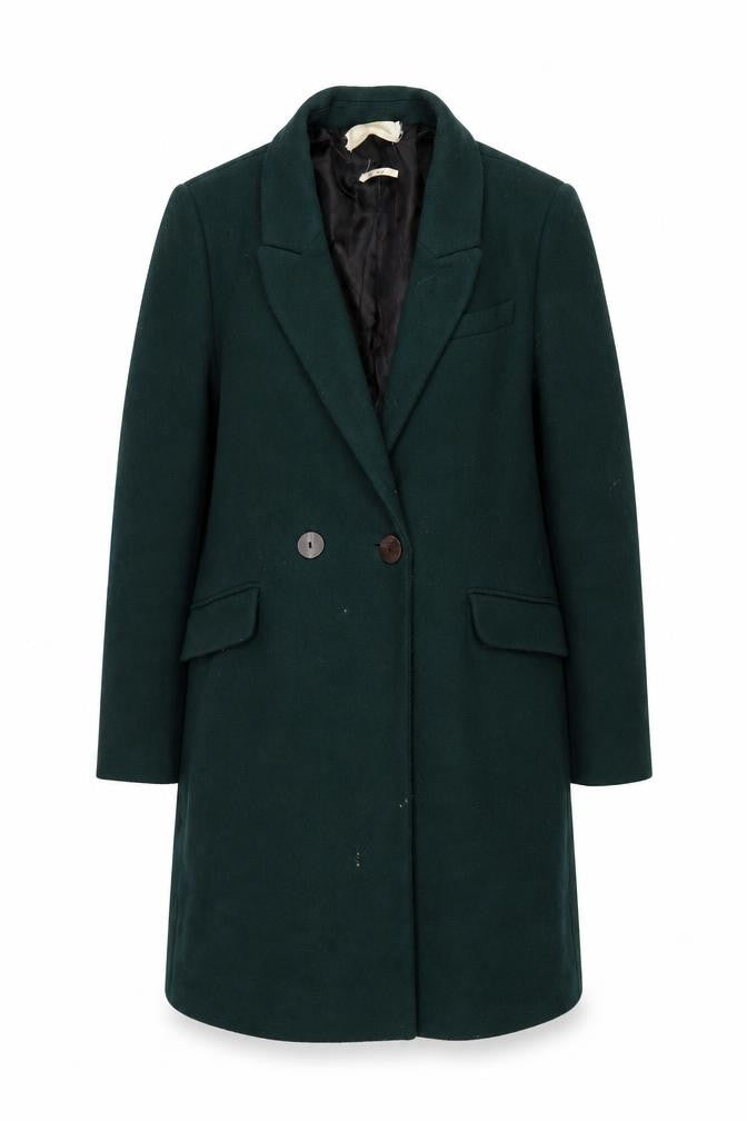 MNG Women's Green Wool Blend Overcoat XL