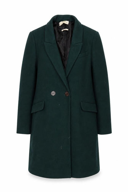 Mango Women's Green Wool Blend Overcoat XL